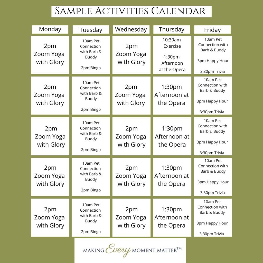 Sample Activities Calendar